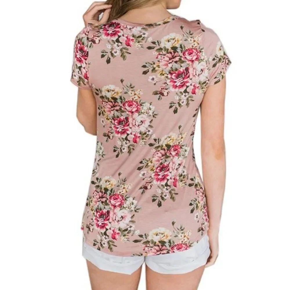 BRAND NEW CLEO  FLORAL PRINT DESIGN ROUNDNECK TOP SHIRT